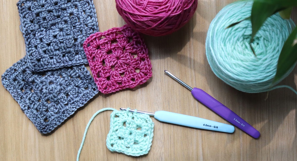 Crocheted Granny Squares using Symfonie  Yarns